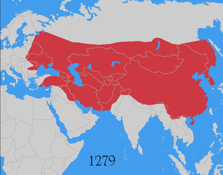 The Mongolian empire at its territorial peak (1279) [753x591] : MapPorn